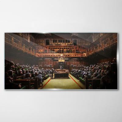 Tablou sticla Adunarea maimuțelor în parlament
