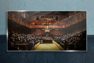 Tablou sticla Adunarea maimuțelor în parlament