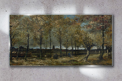Tablou sticla Lane cu plopii Van Gogh