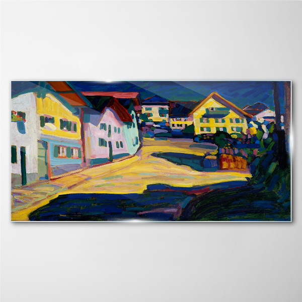 Tablou sticla Peisaj rural colorat noaptea