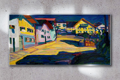 Tablou sticla Peisaj rural colorat noaptea