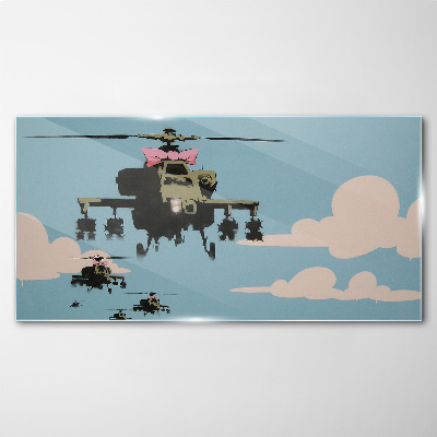 Tablou sticla Elicopter Banksy