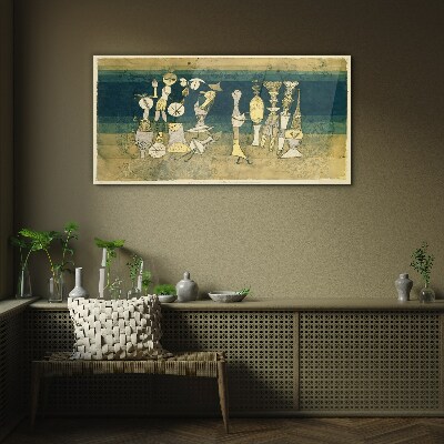 Tablou sticla Figuri figurative pe un fundal abstract