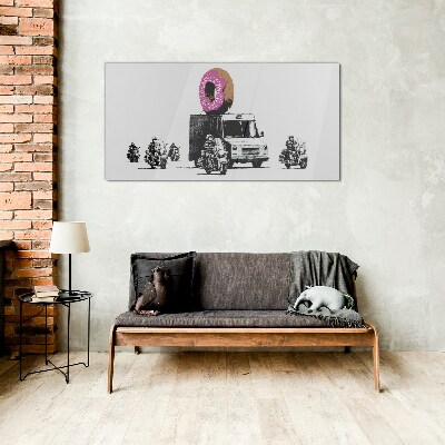 Tablou sticla Donuts Poliția Banksy
