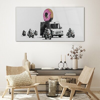Tablou sticla Donuts Poliția Banksy
