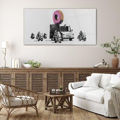 Tablou sticla Donuts Poliția Banksy