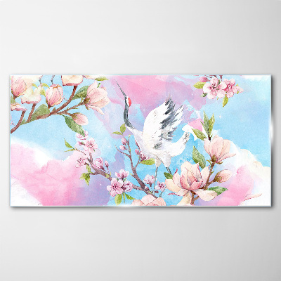 Tablou sticla Peisaj floral cu o macara