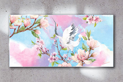Tablou sticla Peisaj floral cu o macara
