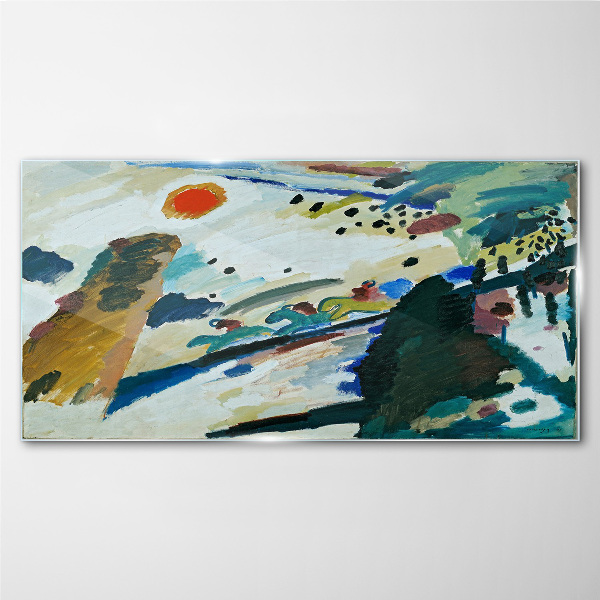 Tablou sticla Peisaj abstract cu soare