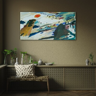 Tablou sticla Peisaj abstract cu soare