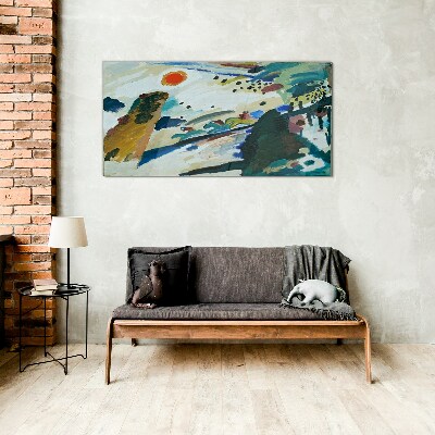 Tablou sticla Peisaj abstract cu soare