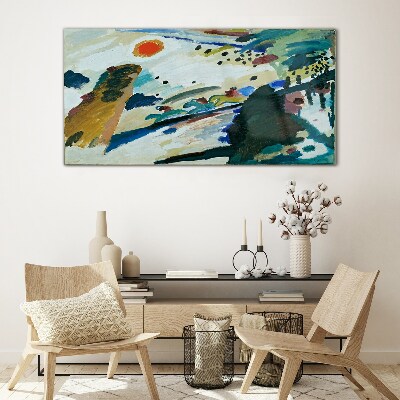 Tablou sticla Peisaj abstract cu soare