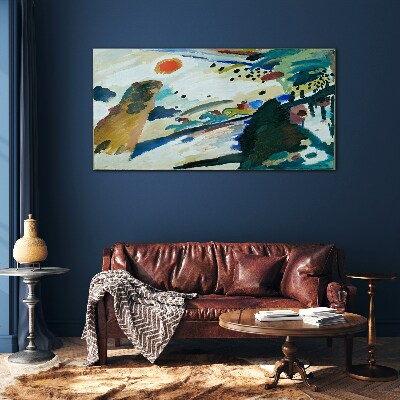 Tablou sticla Peisaj abstract cu soare
