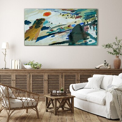 Tablou sticla Peisaj abstract cu soare