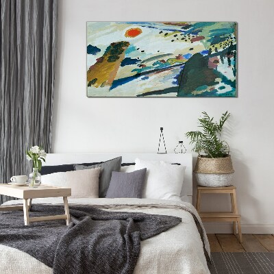 Tablou sticla Peisaj abstract cu soare