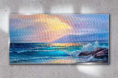 Tablou sticla Coasta valurilor cerul