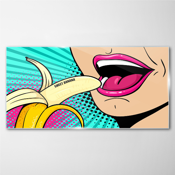 Tablou sticla Banană dulce în stil pop art
