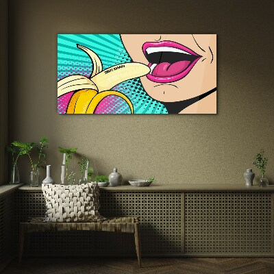 Tablou sticla Banană dulce în stil pop art
