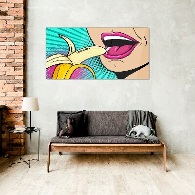 Tablou sticla Banană dulce în stil pop art