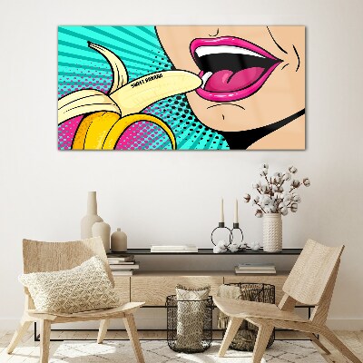 Tablou sticla Banană dulce în stil pop art