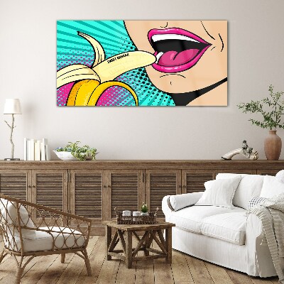 Tablou sticla Banană dulce în stil pop art