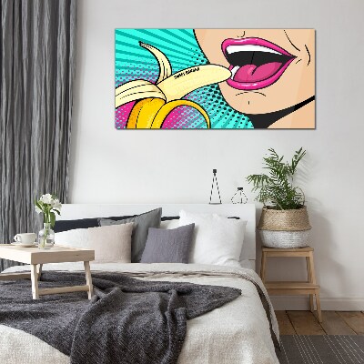 Tablou sticla Banană dulce în stil pop art