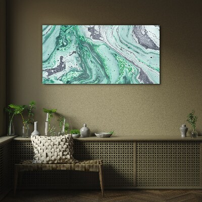 Tablou sticla Valuri verzi de abstractizare