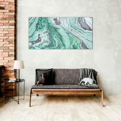 Tablou sticla Valuri verzi de abstractizare