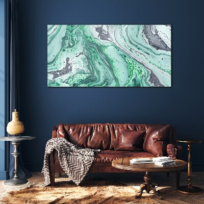 Tablou sticla Valuri verzi de abstractizare