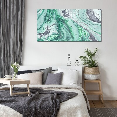Tablou sticla Valuri verzi de abstractizare