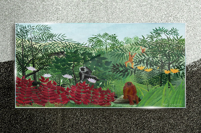 Tablou pe sticla Peisaj tropical cu maimuțe