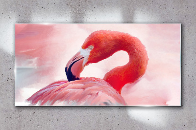 Tablou sticla Flamingo roz în culori pastelate