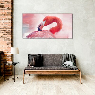 Tablou sticla Flamingo roz în culori pastelate