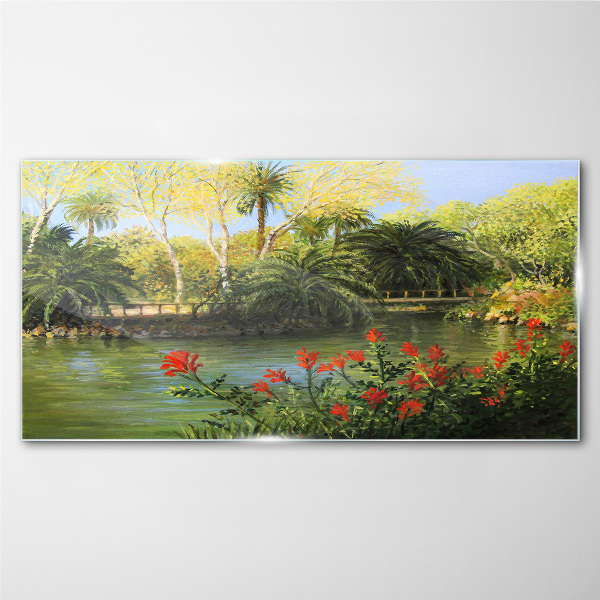 Tablou sticla Peisaj tropical cu un râu