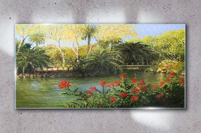 Tablou sticla Peisaj tropical cu un râu