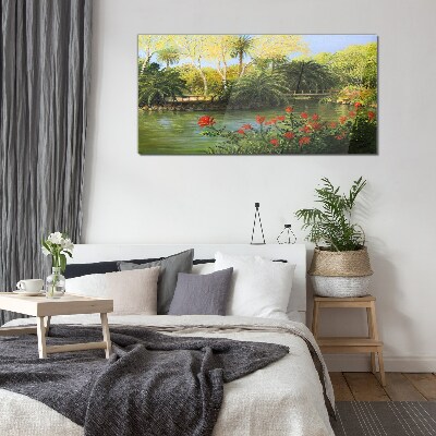 Tablou sticla Peisaj tropical cu un râu
