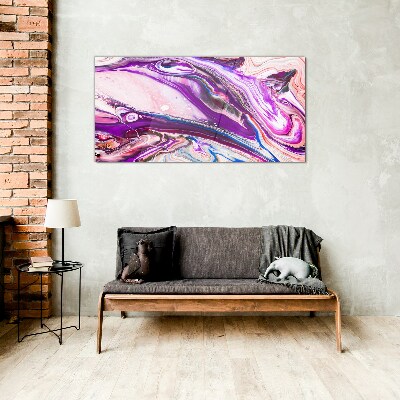 Tablou sticla Valuri violet de abstractizare