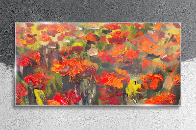 Tablou sticla Un peisaj floral in culori intense