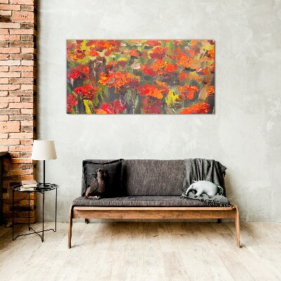 Tablou sticla Un peisaj floral in culori intense