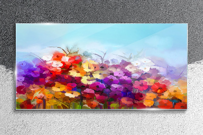 Tablou sticla Peisaj floral colorat primăvara