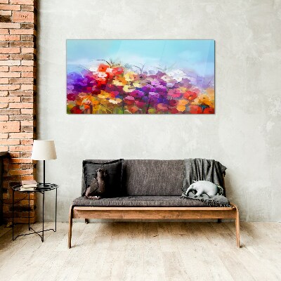 Tablou sticla Peisaj floral colorat primăvara