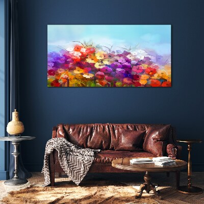 Tablou sticla Peisaj floral colorat primăvara