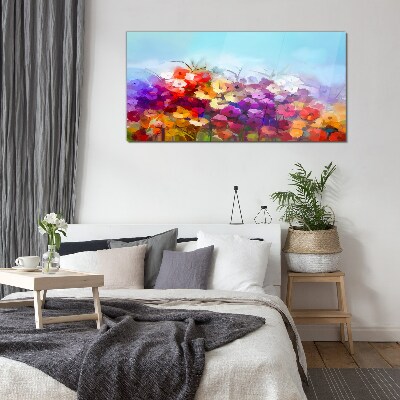 Tablou sticla Peisaj floral colorat primăvara