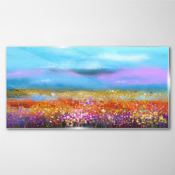 Tablou sticla Peisaj floral in culori pastelate