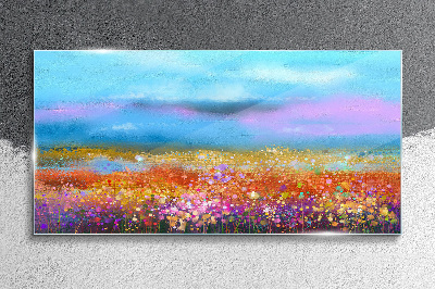 Tablou sticla Peisaj floral in culori pastelate