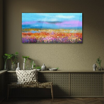Tablou sticla Peisaj floral in culori pastelate