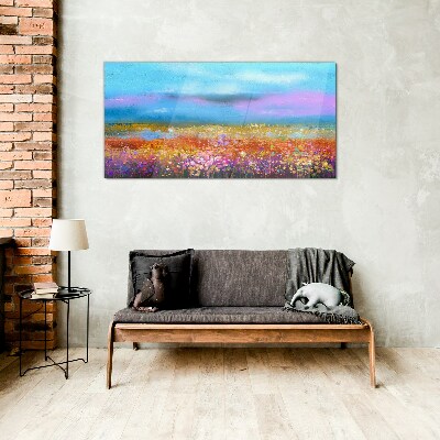 Tablou sticla Peisaj floral in culori pastelate