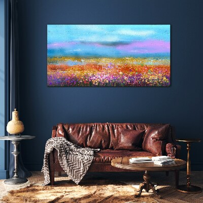 Tablou sticla Peisaj floral in culori pastelate