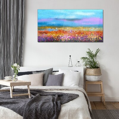 Tablou sticla Peisaj floral in culori pastelate