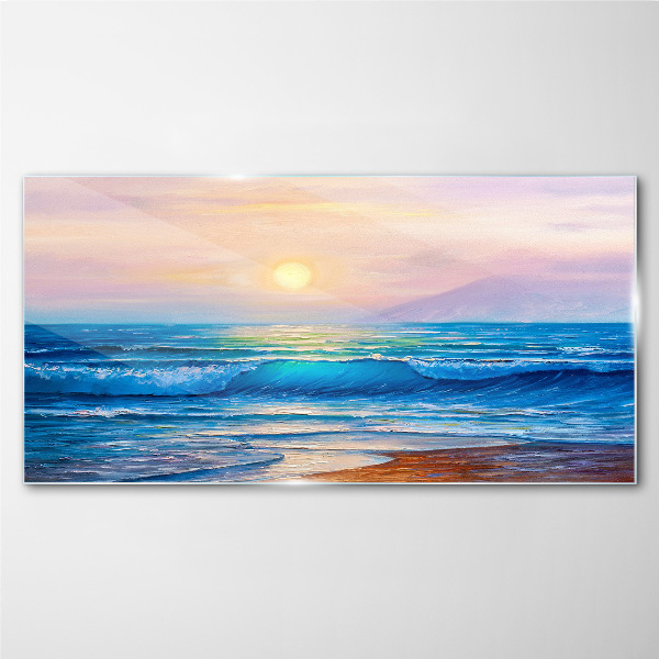 Tablou sticla O dimineață liniștită lângă ocean